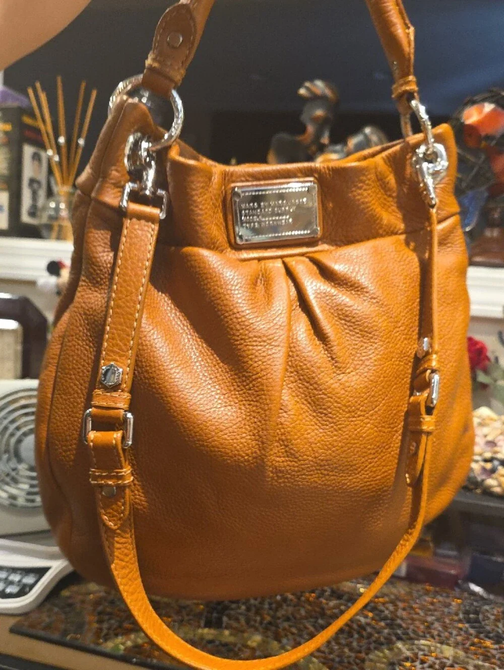 Marc by Marc Jacobs Cognac Leather Shoulder Bag with Silver Hardware